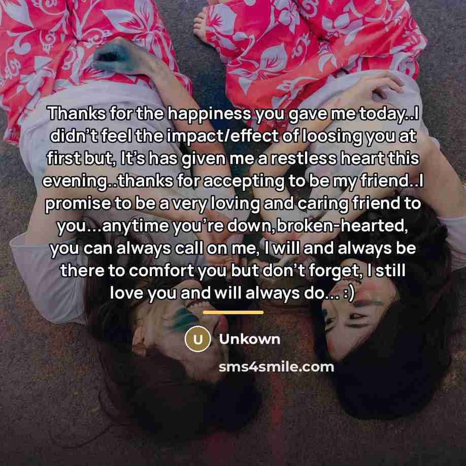 “Thanks for the happiness you gave me today..I didn't feel…” quote by Unkown