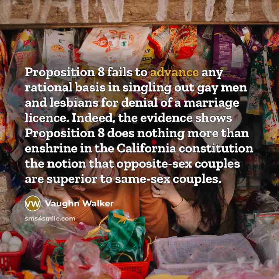 “Proposition 8 fails to advance any rational basis in singling…” quote by Vaughn Walker