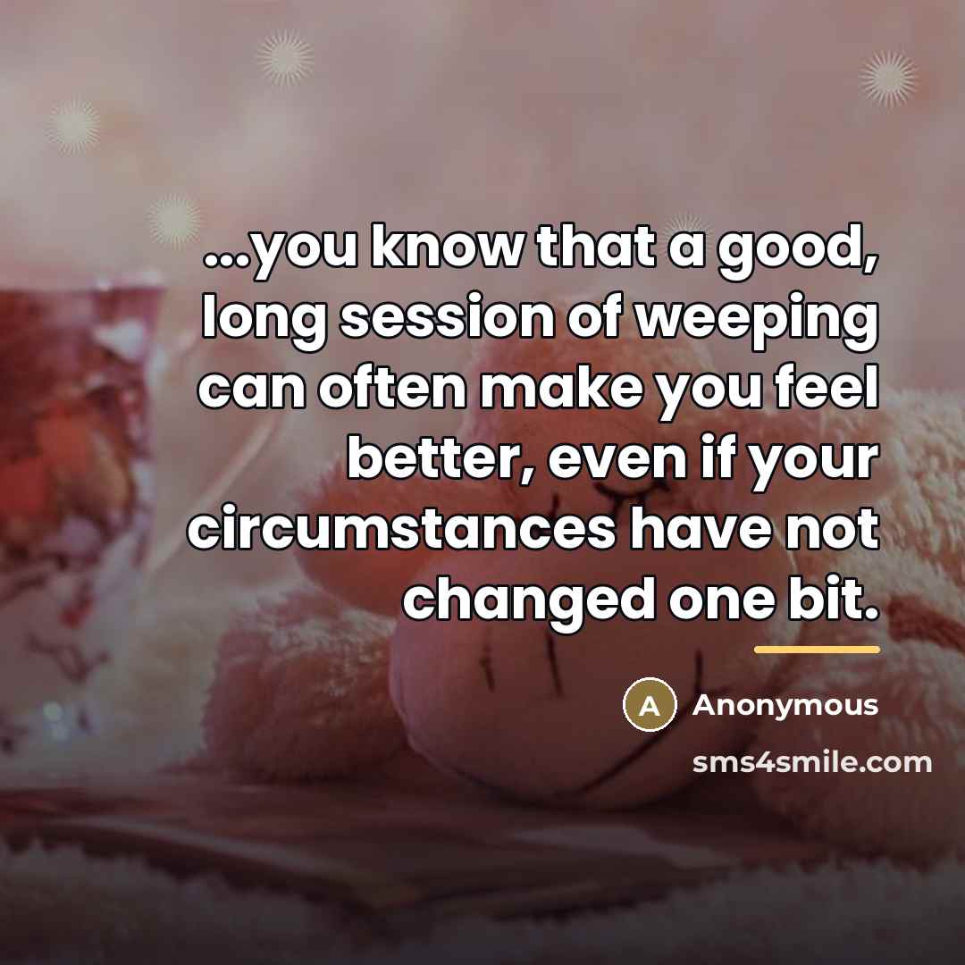 “...you know that a good, long session of weeping can…” quote by Anonymous