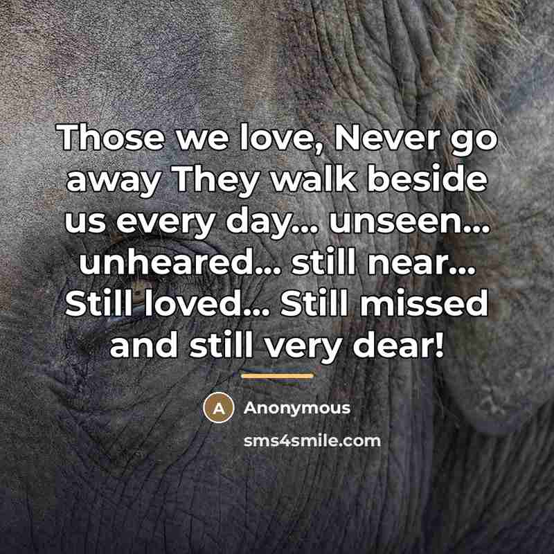 “Those we love, Never go away They walk beside us…” quote by Anonymous