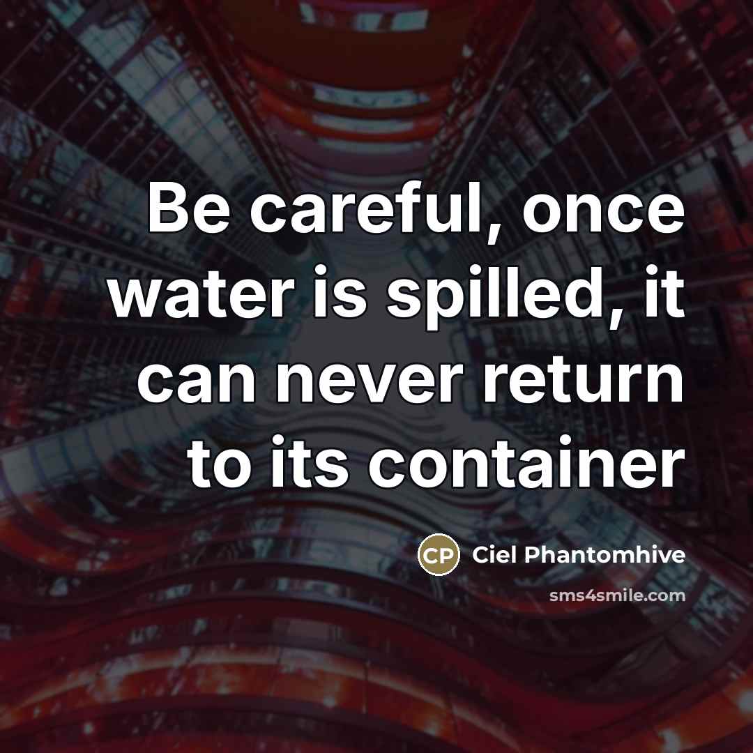 “Be careful, once water is spilled, it can never return…” quote by Ciel Phantomhive
