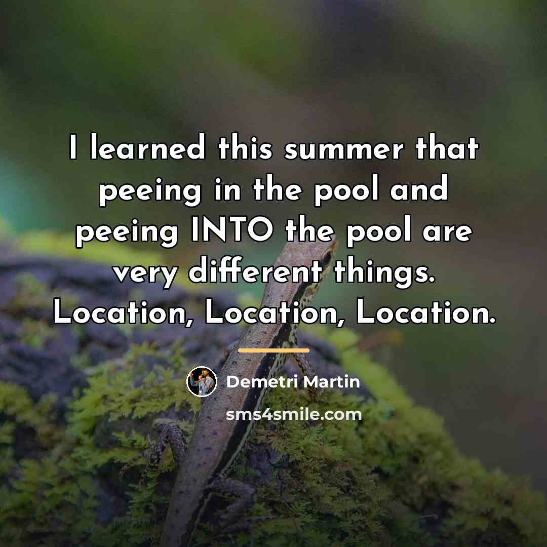 “I learned this summer that peeing in the pool and…” quote by Demetri Martin