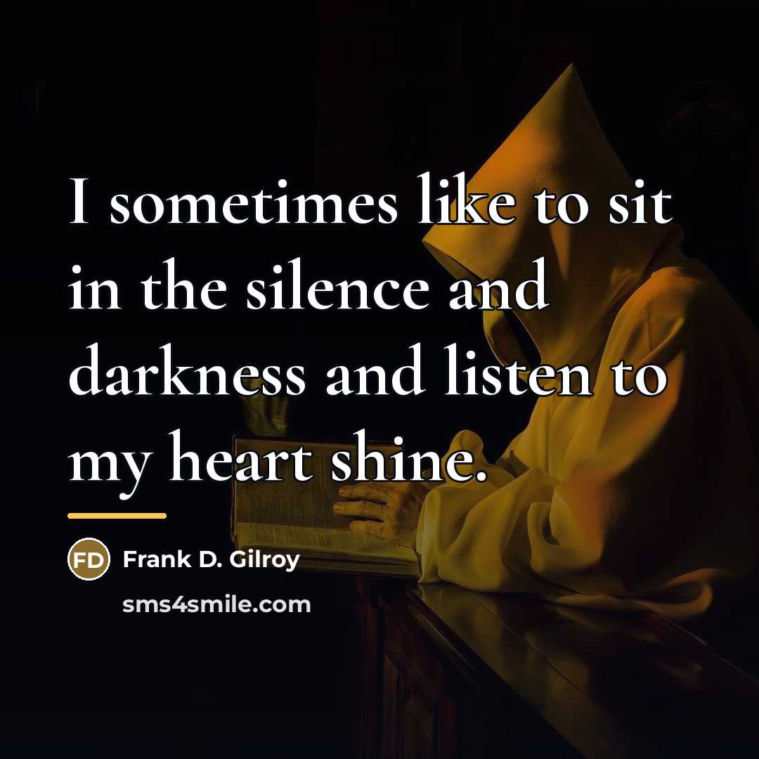 “I sometimes like to sit in the silence and darkness…” quote by Frank D. Gilroy