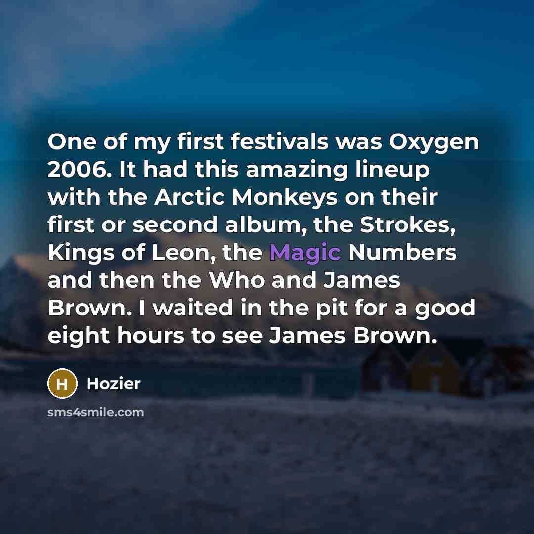“One of my first festivals was Oxygen 2006. It had…” quote by Hozier