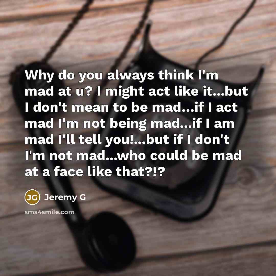 “Why do you always think I'm mad at u? I…” quote by Jeremy G