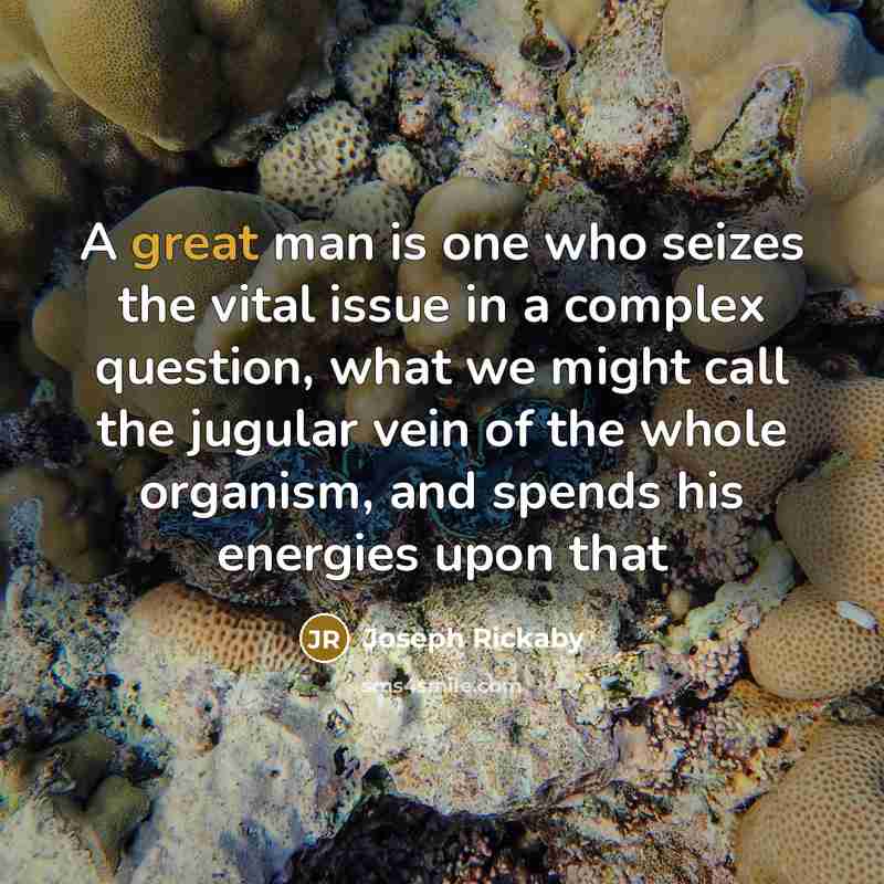 “A great man is one who seizes the vital issue…” quote by Joseph Rickaby