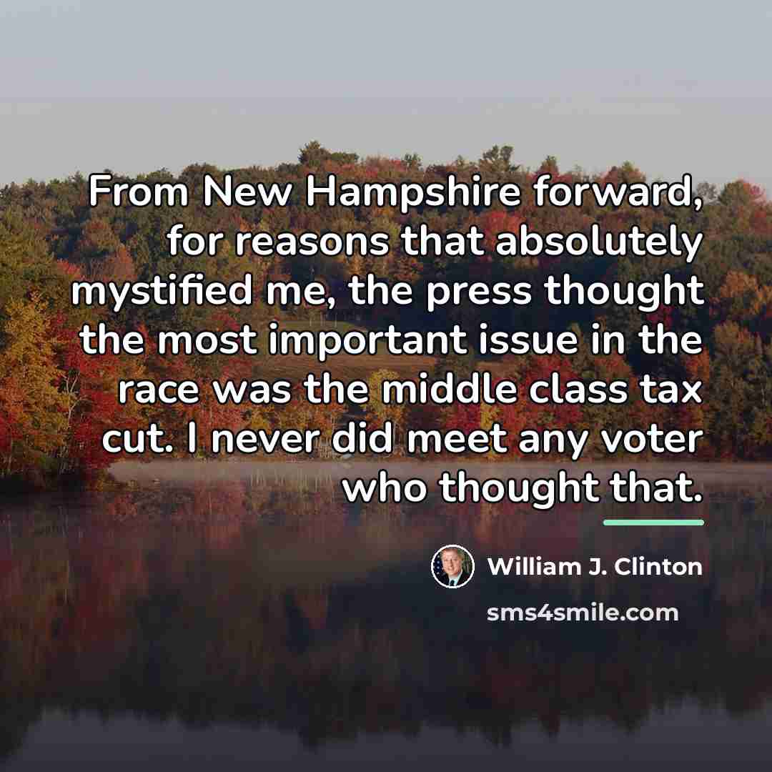 “From New Hampshire forward, for reasons that absolutely mystified me,…” quote by William J. Clinton