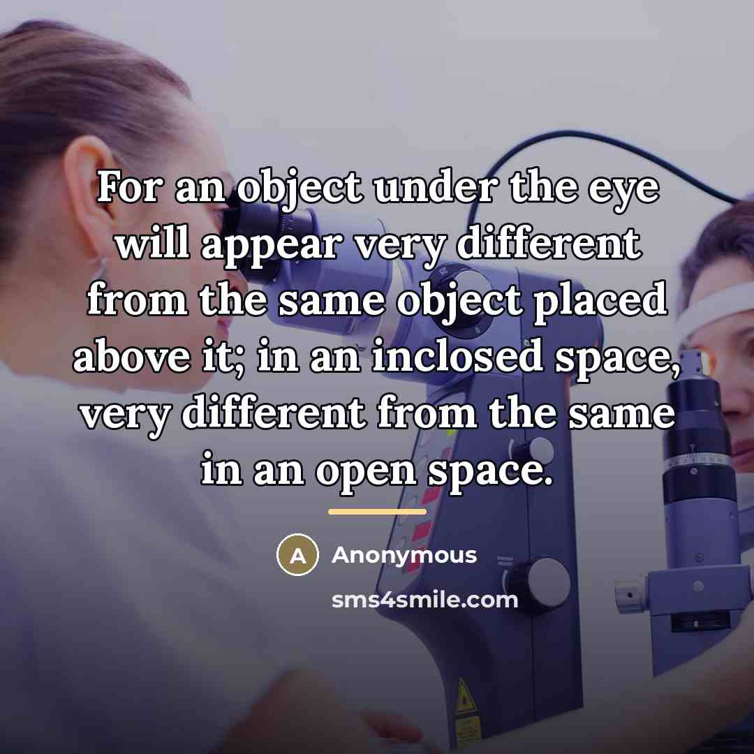 “For an object under the eye will appear very different…” quote by Anonymous