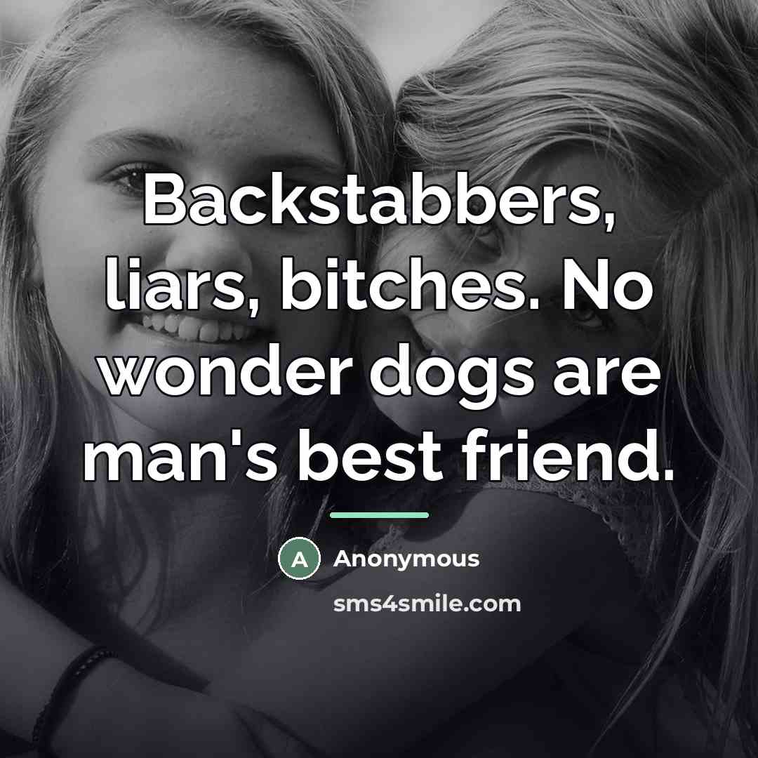 “Backstabbers, liars, bitches. No wonder dogs are man's best friend.…” quote by Anonymous
