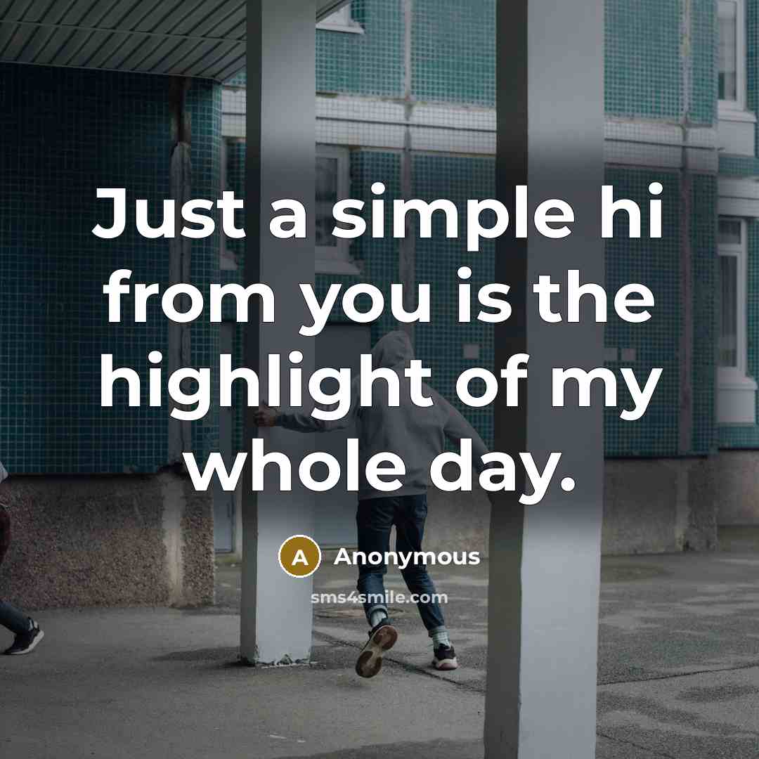 “Just a simple hi from you is the highlight of…” quote by Anonymous