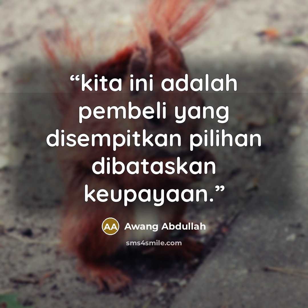 “kita ini adalah pembeli yang disempitkan pilihan dibataskan keupayaan.” quote by Awang Abdullah