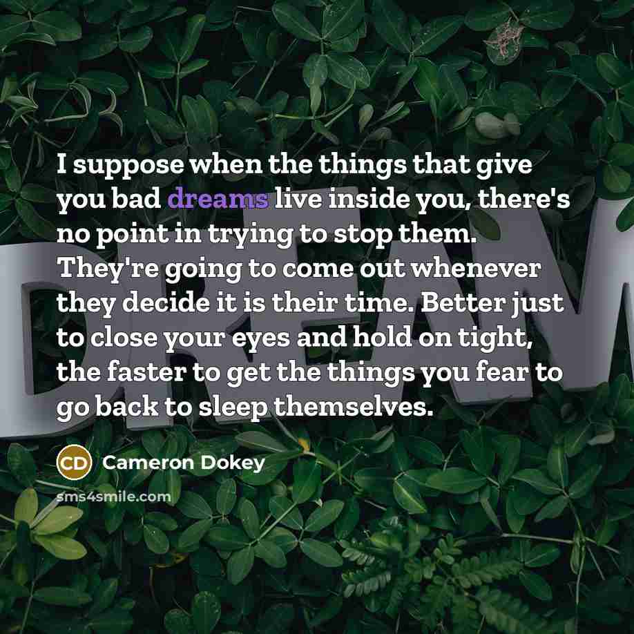 “I suppose when the things that give you bad dreams…” quote by Cameron Dokey