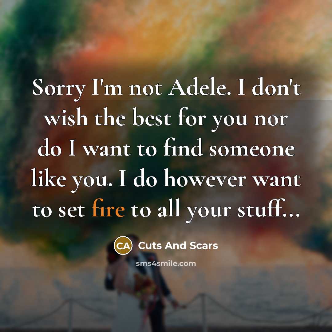 “Sorry I'm not Adele. I don't wish the best for…” quote by Cuts And Scars