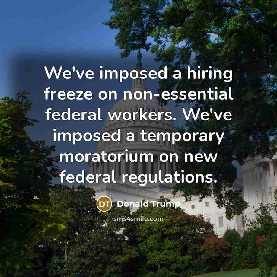 “We've imposed a hiring freeze on non-essential federal workers. We've…” quote by Donald Trump