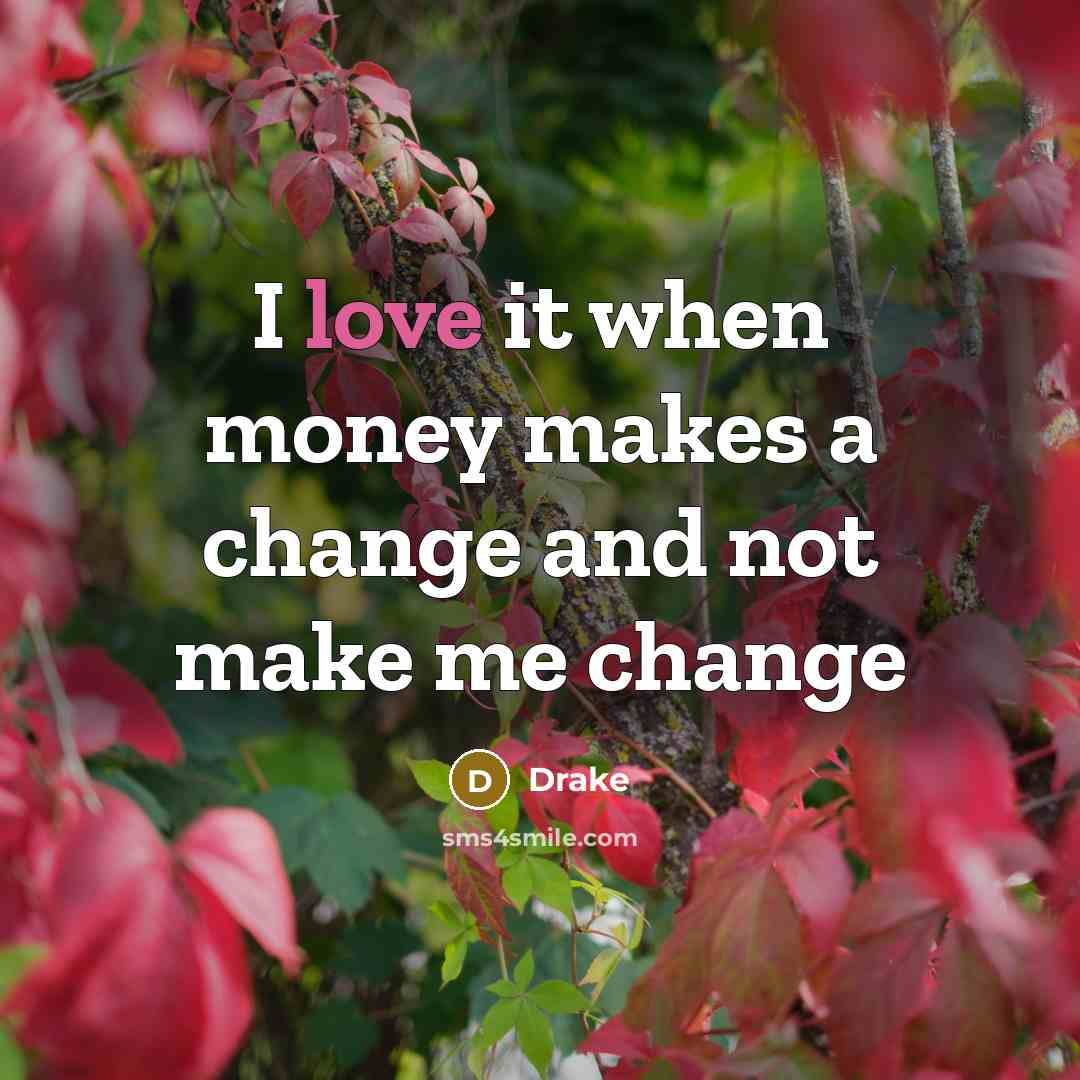 “I love it when money makes a change and not…” quote by Drake