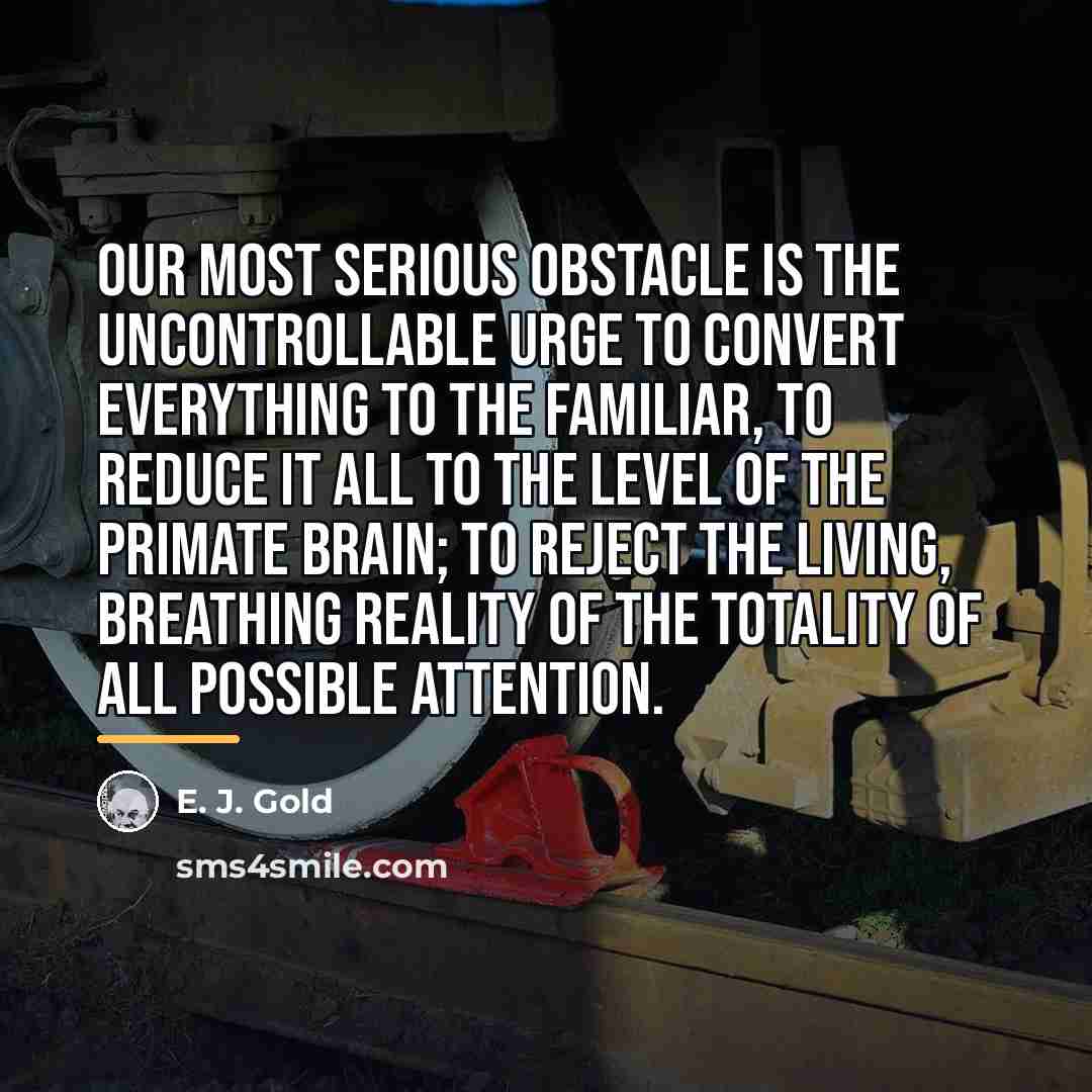 “Our most serious obstacle is the uncontrollable urge to convert…” quote by E. J. Gold