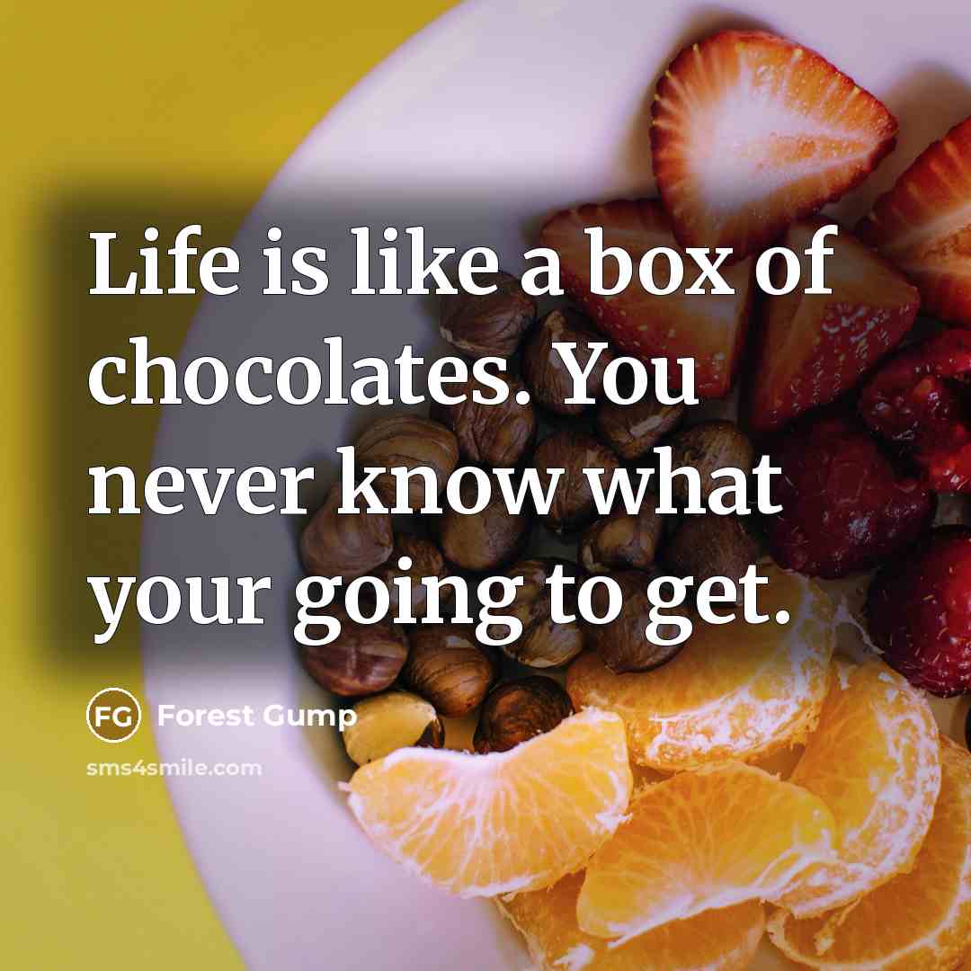 “Life is like a box of chocolates. You never know…” quote by Forest Gump