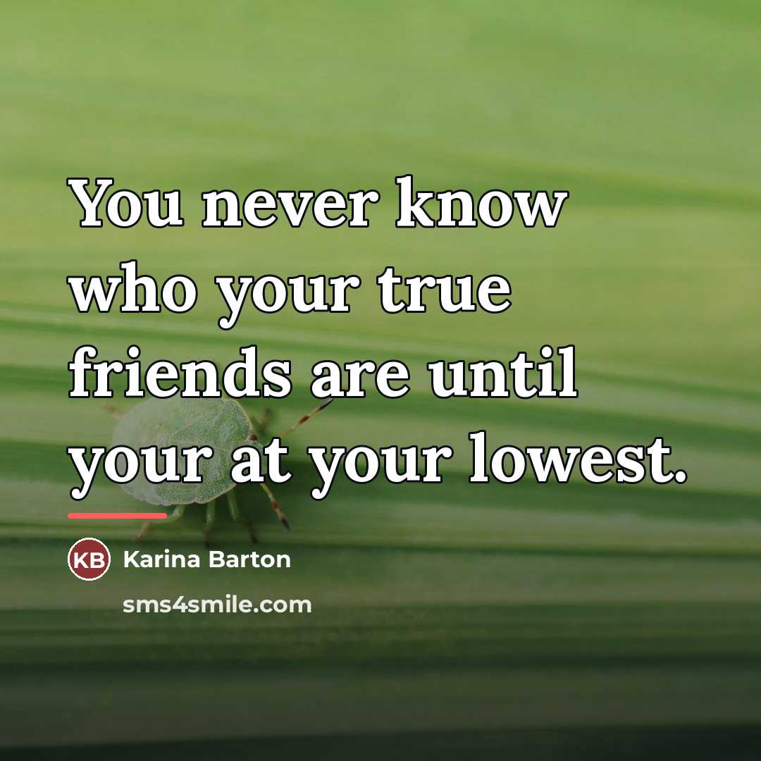 “You never know who your true friends are until your…” quote by Karina Barton