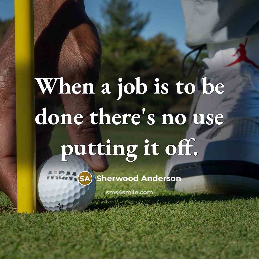 “When a job is to be done there's no use…” quote by Sherwood Anderson