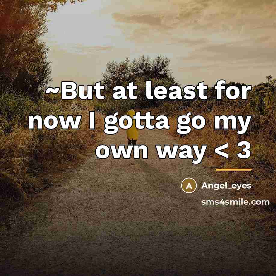 “~But at least for now I gotta go my own…” quote by Angel_eyes