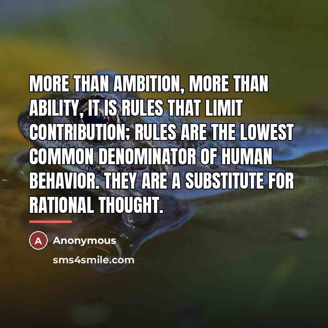 “More than ambition, more than ability, it is rules that…” quote by Anonymous
