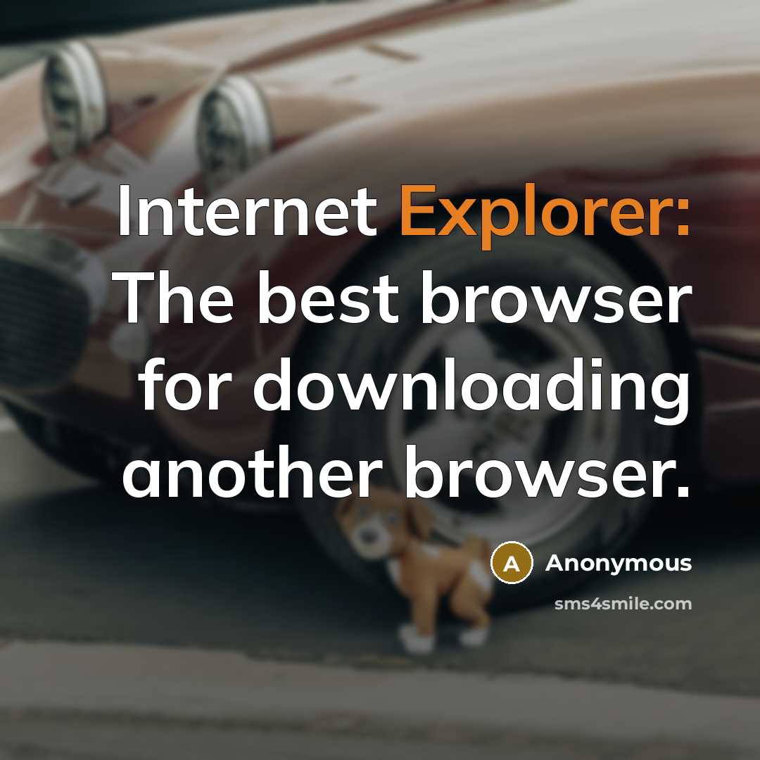 “Internet Explorer: The best browser for downloading another browser.” quote by Anonymous