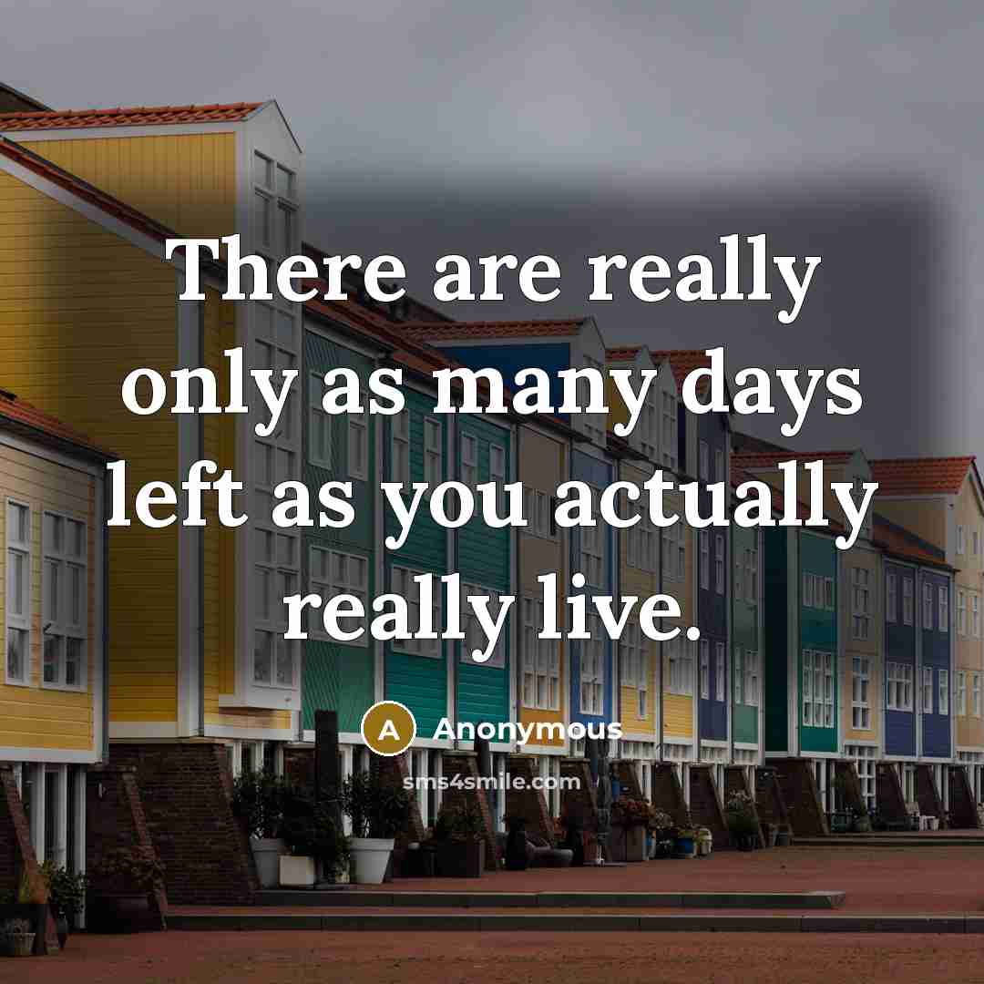 “There are really only as many days left as you actually really live.” quote by Anonymous