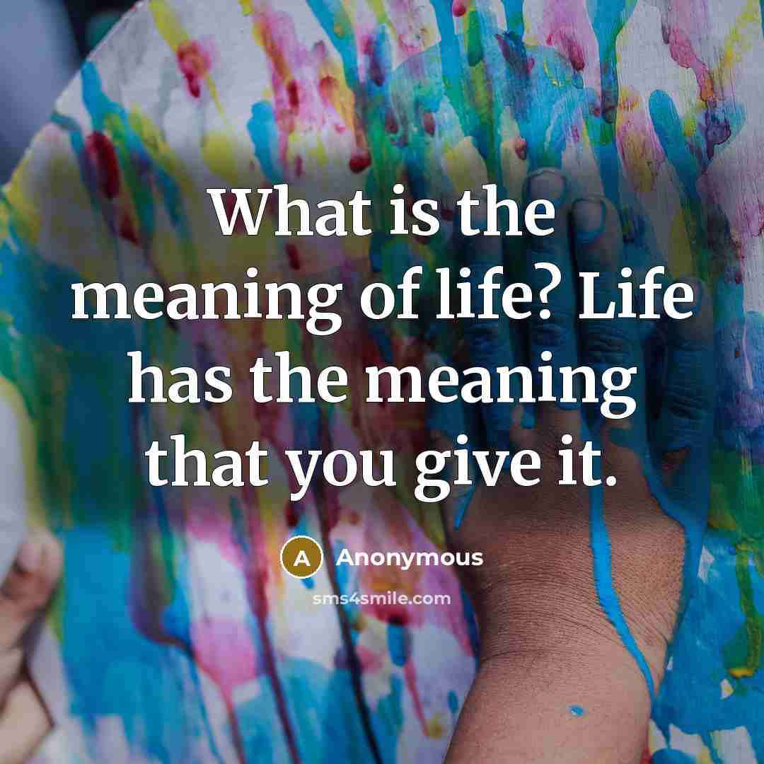 “What is the meaning of life? Life has the meaning…” quote by Anonymous