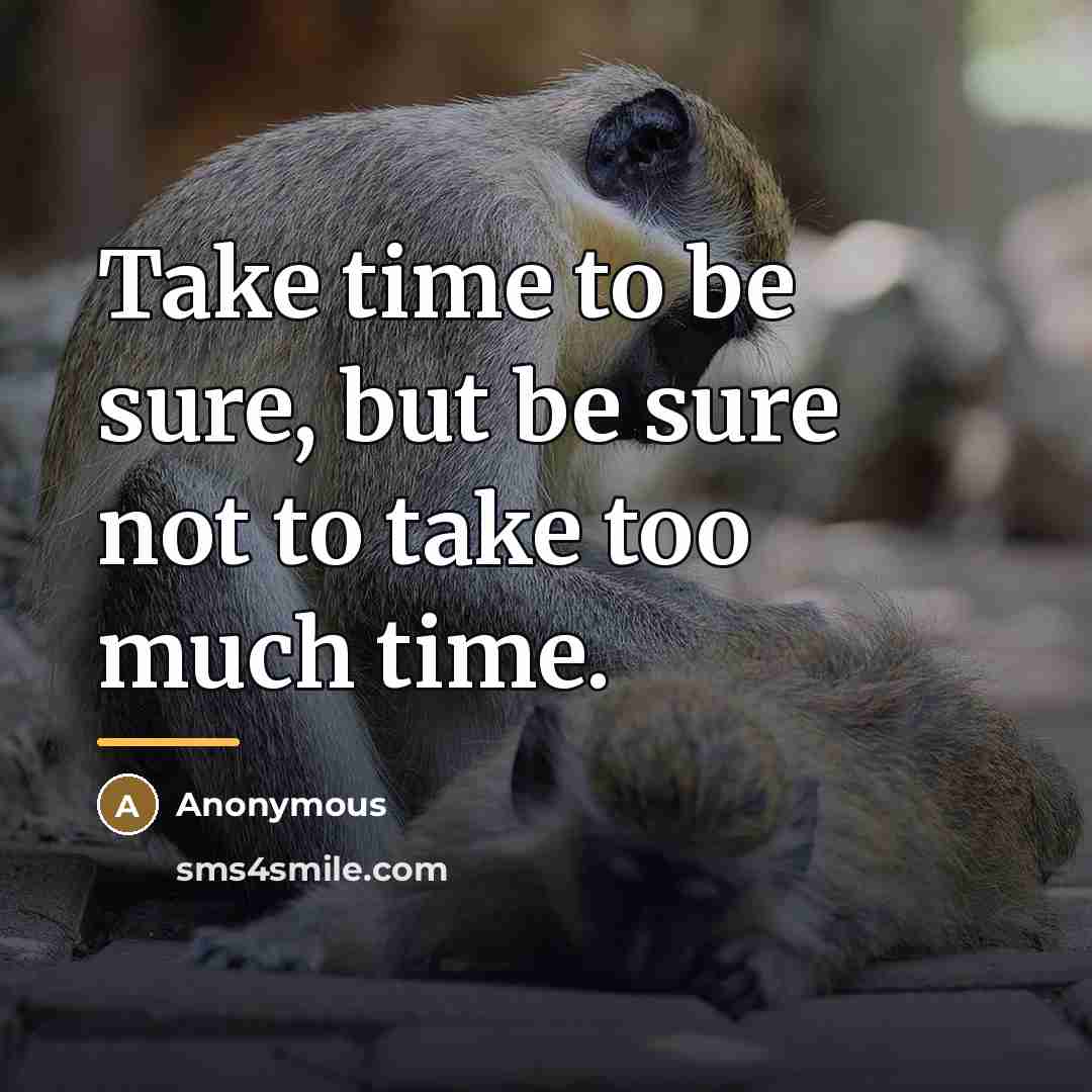 “Take time to be sure, but be sure not to…” quote by Anonymous