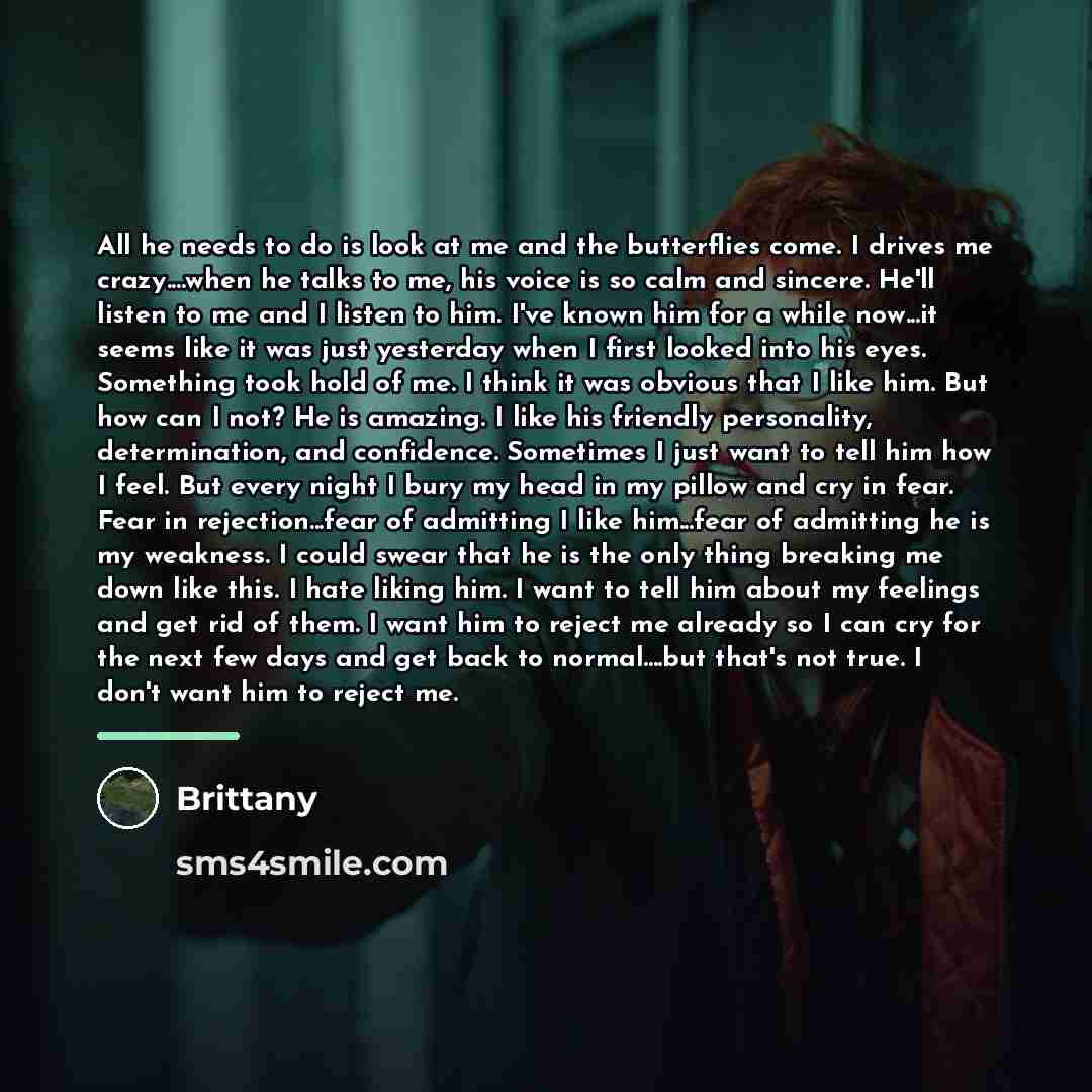 “All he needs to do is look at me and…” quote by Brittany