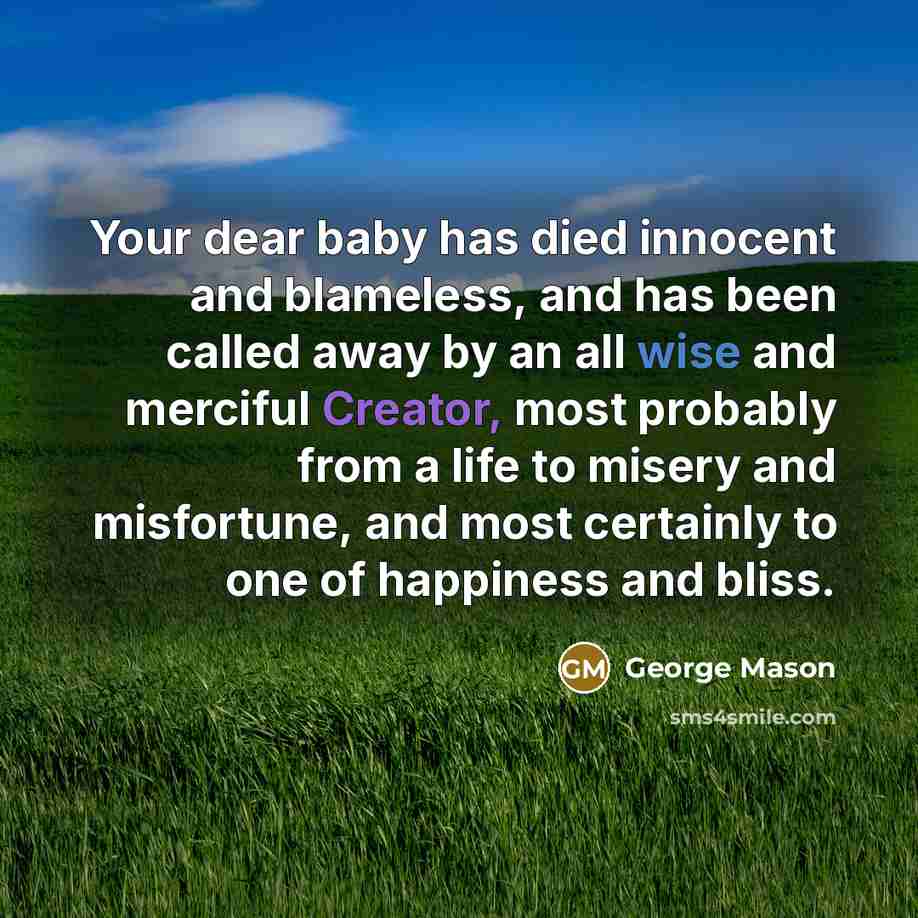 “Your dear baby has died innocent and blameless, and has…” quote by George Mason