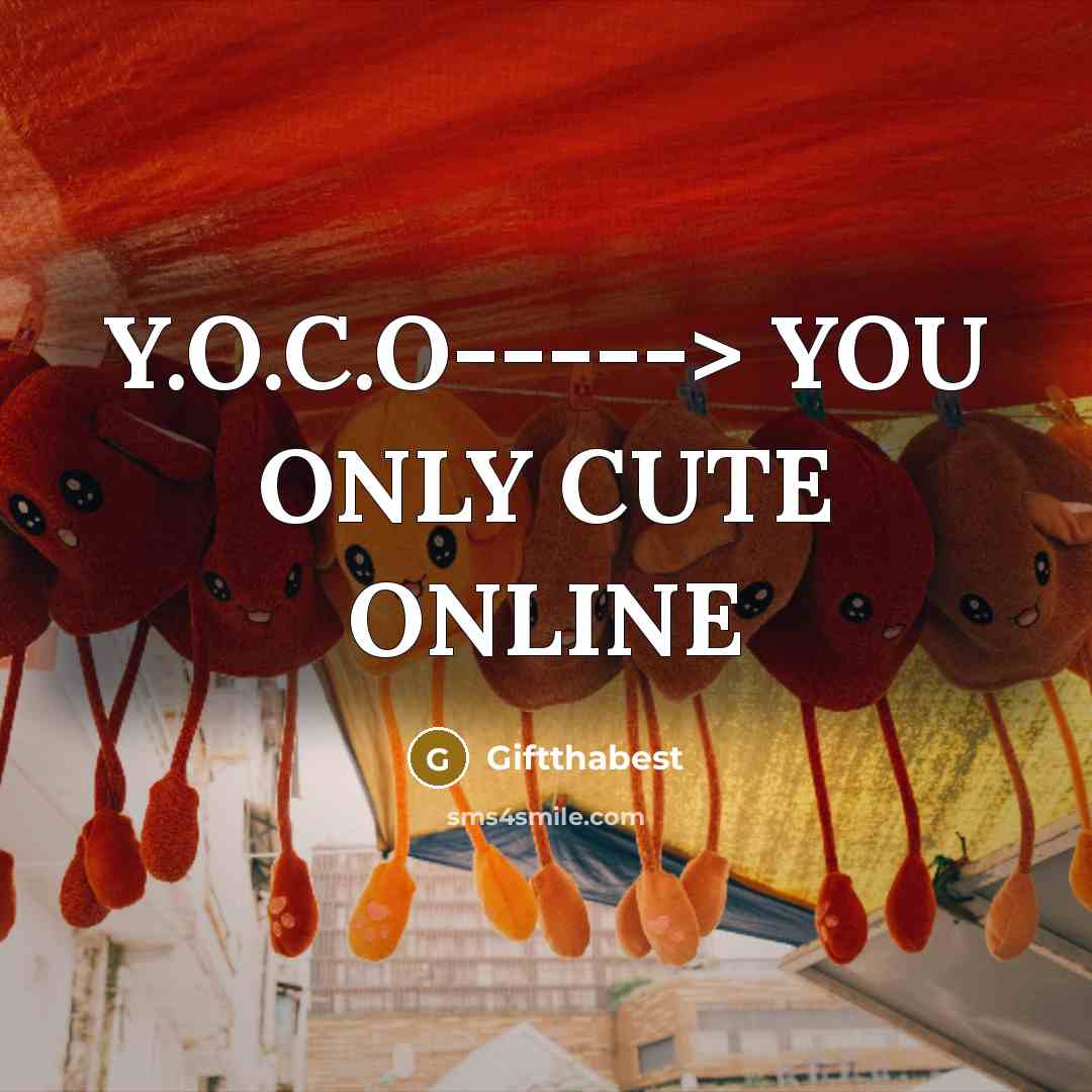 “Y.O.C.O-----> YOU ONLY CUTE ONLINE…” quote by Giftthabest