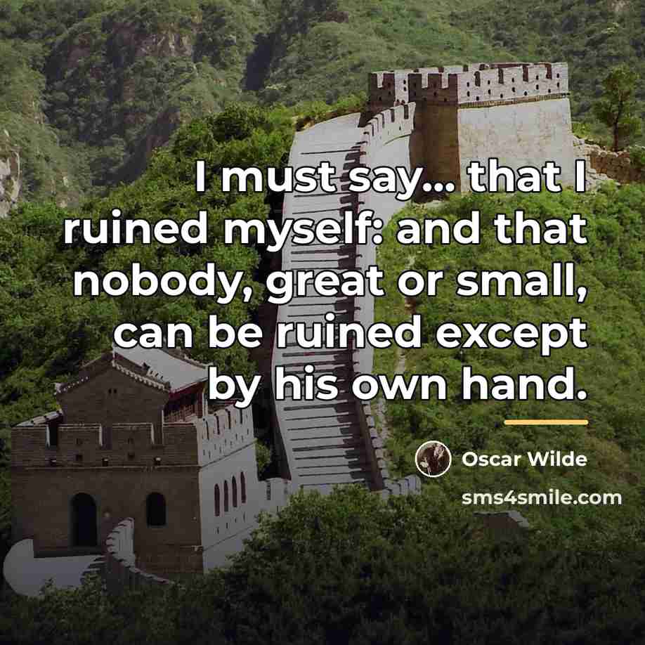 “I must say... that I ruined myself: and that nobody,…” quote by Oscar Wilde