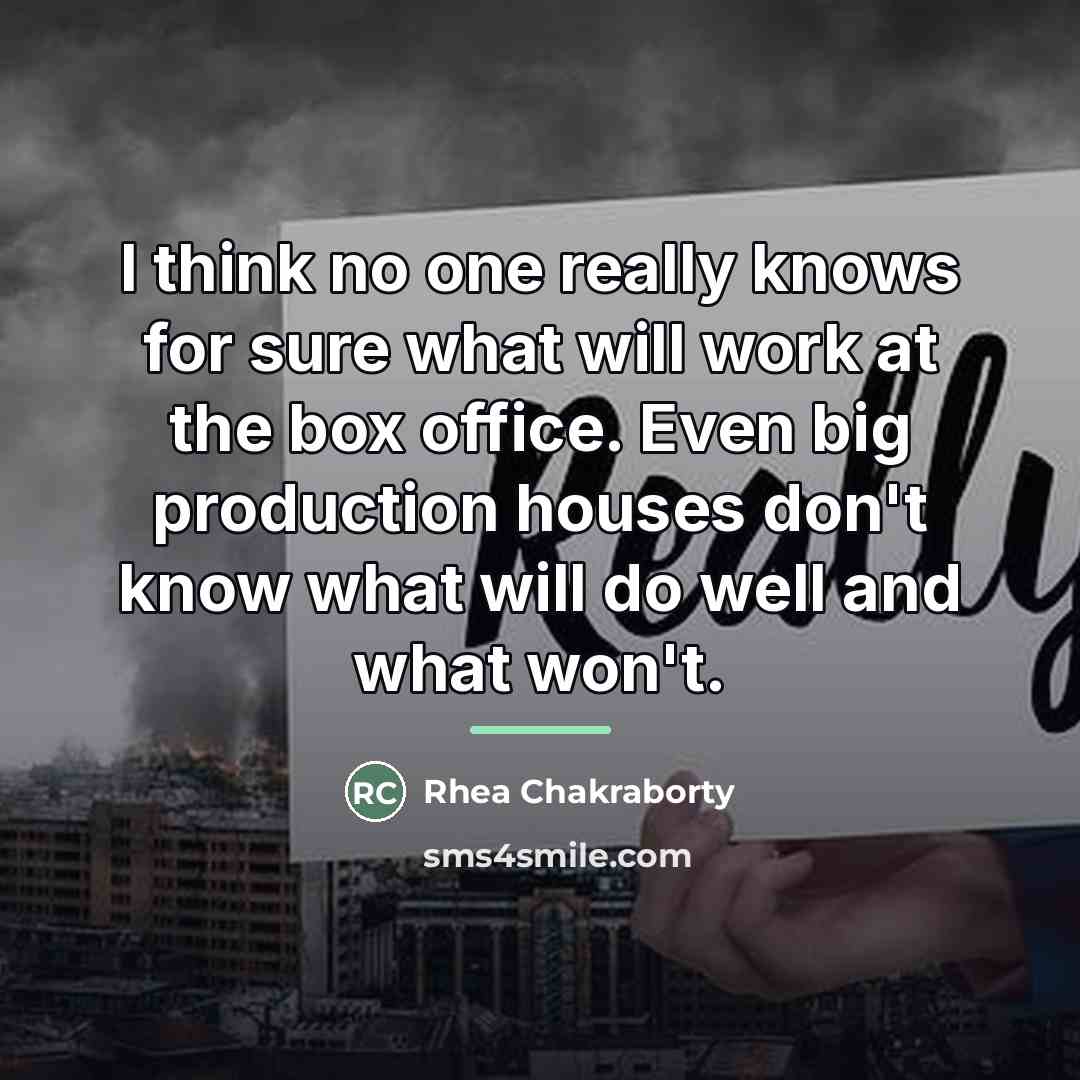 “I think no one really knows for sure what will…” quote by Rhea Chakraborty