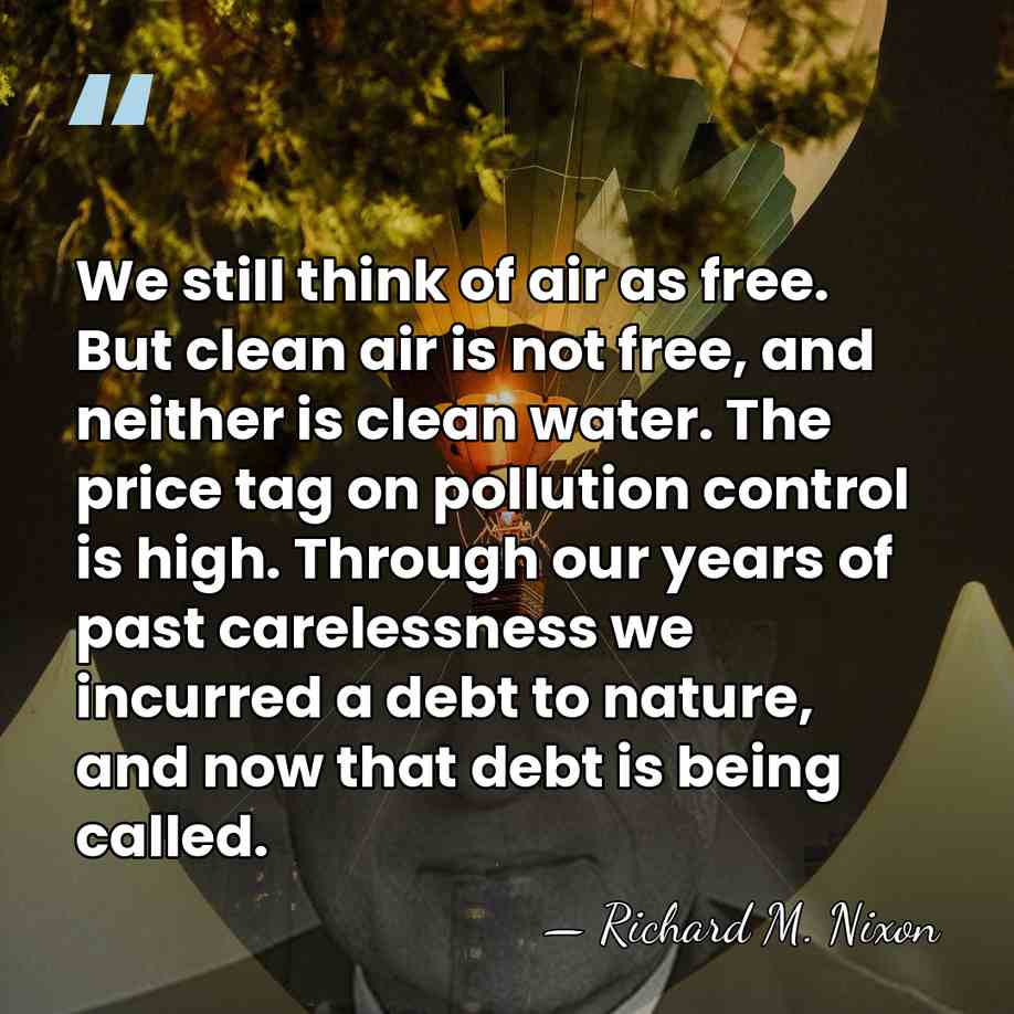 We still think of air as free. But clean air is not&hellip; - Richard M. Nixon