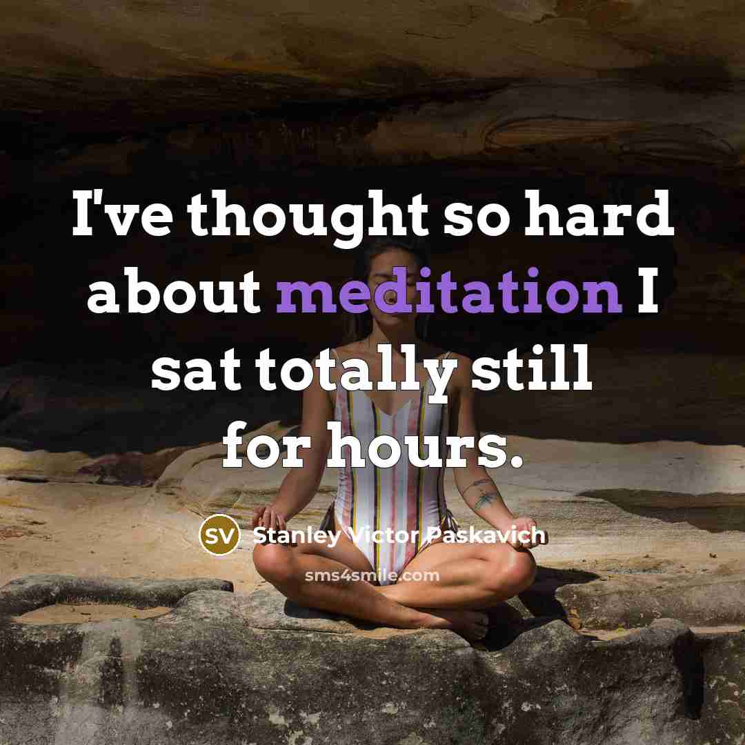 “I've thought so hard about meditation I sat totally still…” quote by Stanley Victor Paskavich