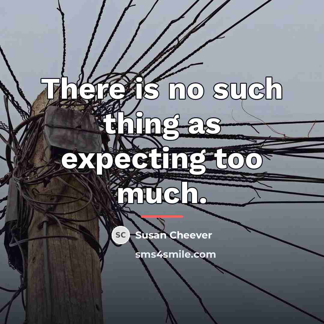 “There is no such thing as expecting too much.…” quote by Susan Cheever