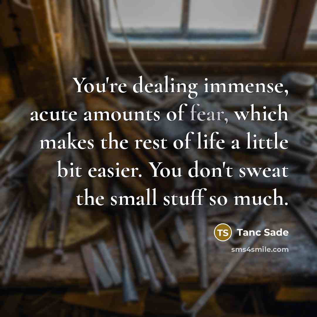 “You're dealing immense, acute amounts of fear, which makes the…” quote by Tanc Sade