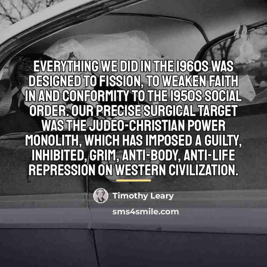 “Everything we did in the 1960s was designed to fission,…” quote by Timothy Leary