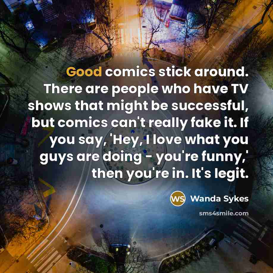 “Good comics stick around. There are people who have TV…” quote by Wanda Sykes