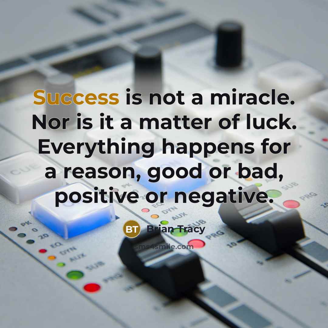 “Success is not a miracle. Nor is it a matter…” quote by Brian Tracy