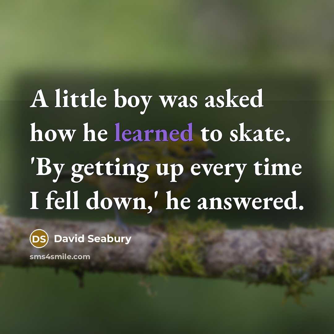 “A little boy was asked how he learned to skate.…” quote by David Seabury