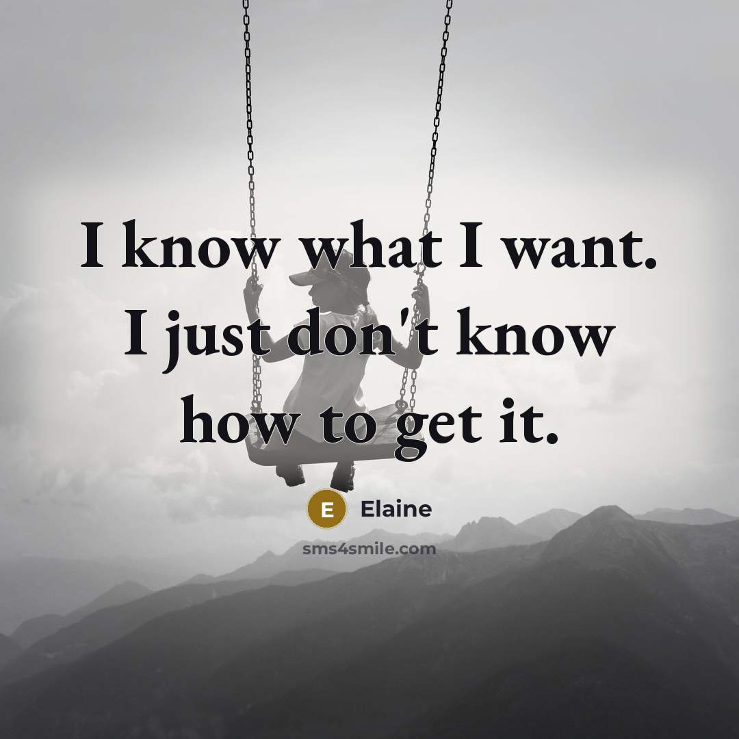 “I know what I want. I just don`t know how…” quote by Elaine