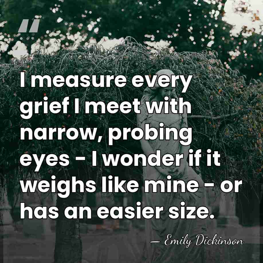 I measure every grief I meet with narrow, probing eyes - I&hellip; - Emily Dickinson