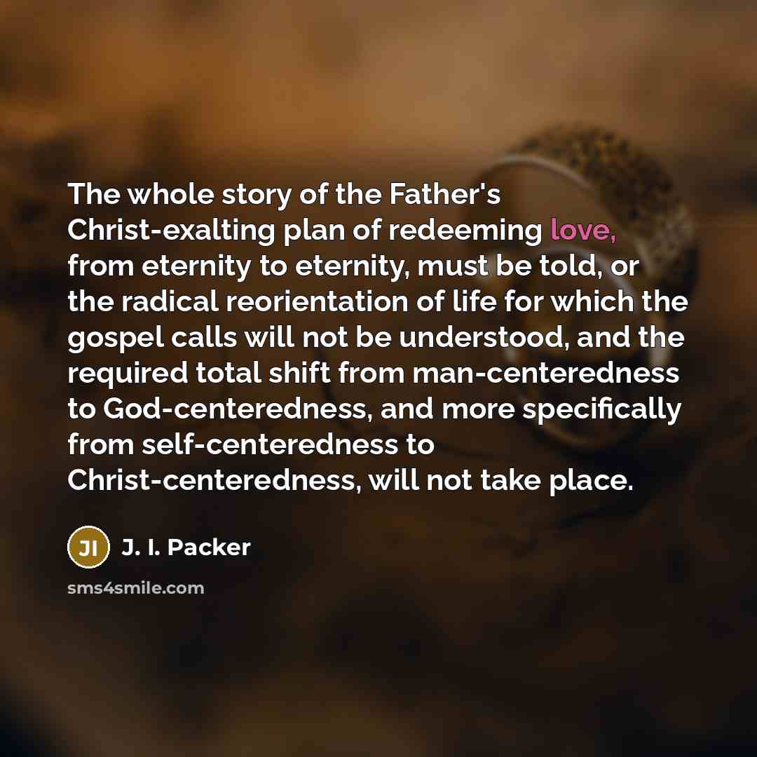 “The whole story of the Father's Christ-exalting plan of redeeming…” quote by J. I. Packer