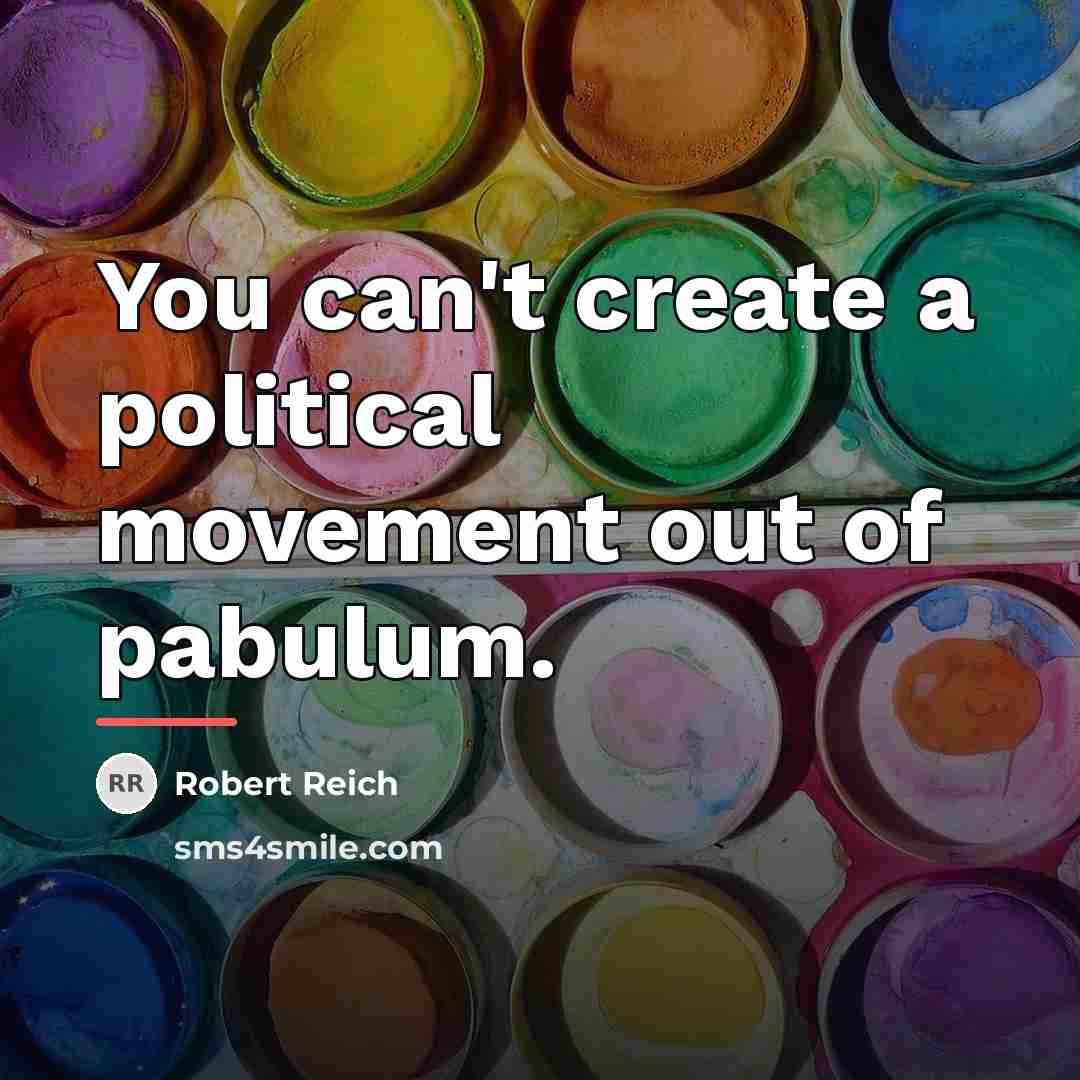 “You can't create a political movement out of pabulum.…” quote by Robert Reich