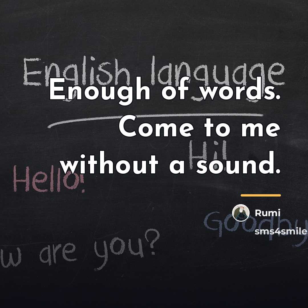 “Enough of words. Come to me without a sound.…” quote by Rumi