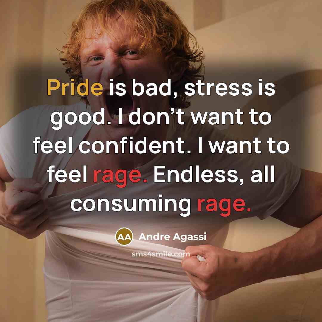 “Pride is bad, stress is good. I don't want to…” quote by Andre Agassi