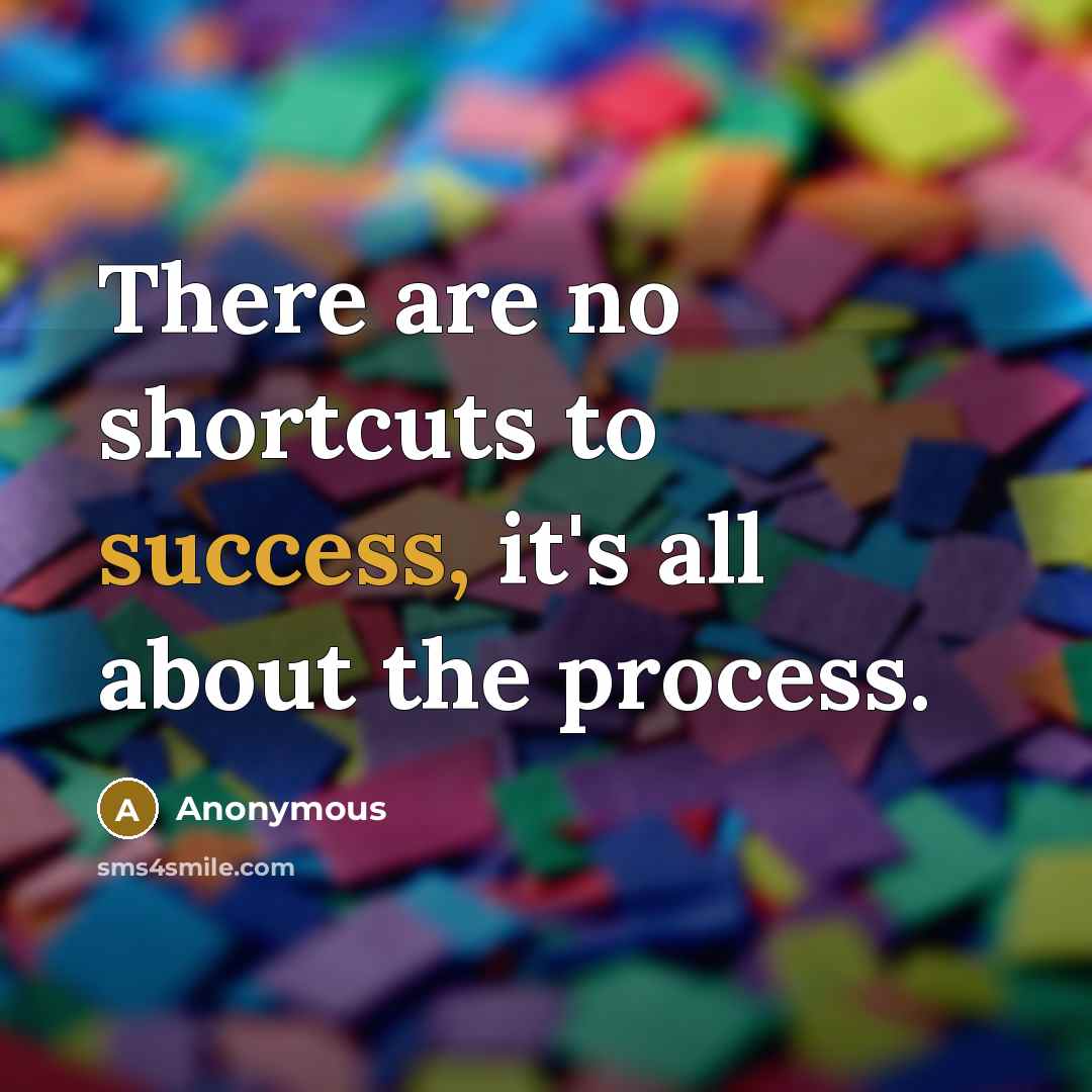 “There are no shortcuts to success, it's all about the process.” quote by Anonymous