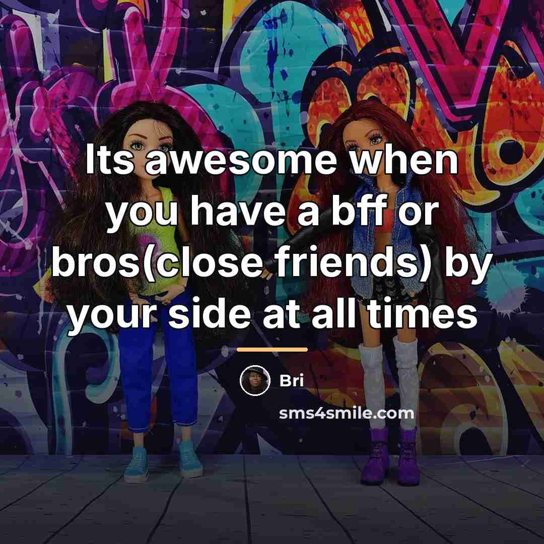 “Its awesome when you have a bff or bros(close friends)…” quote by Bri